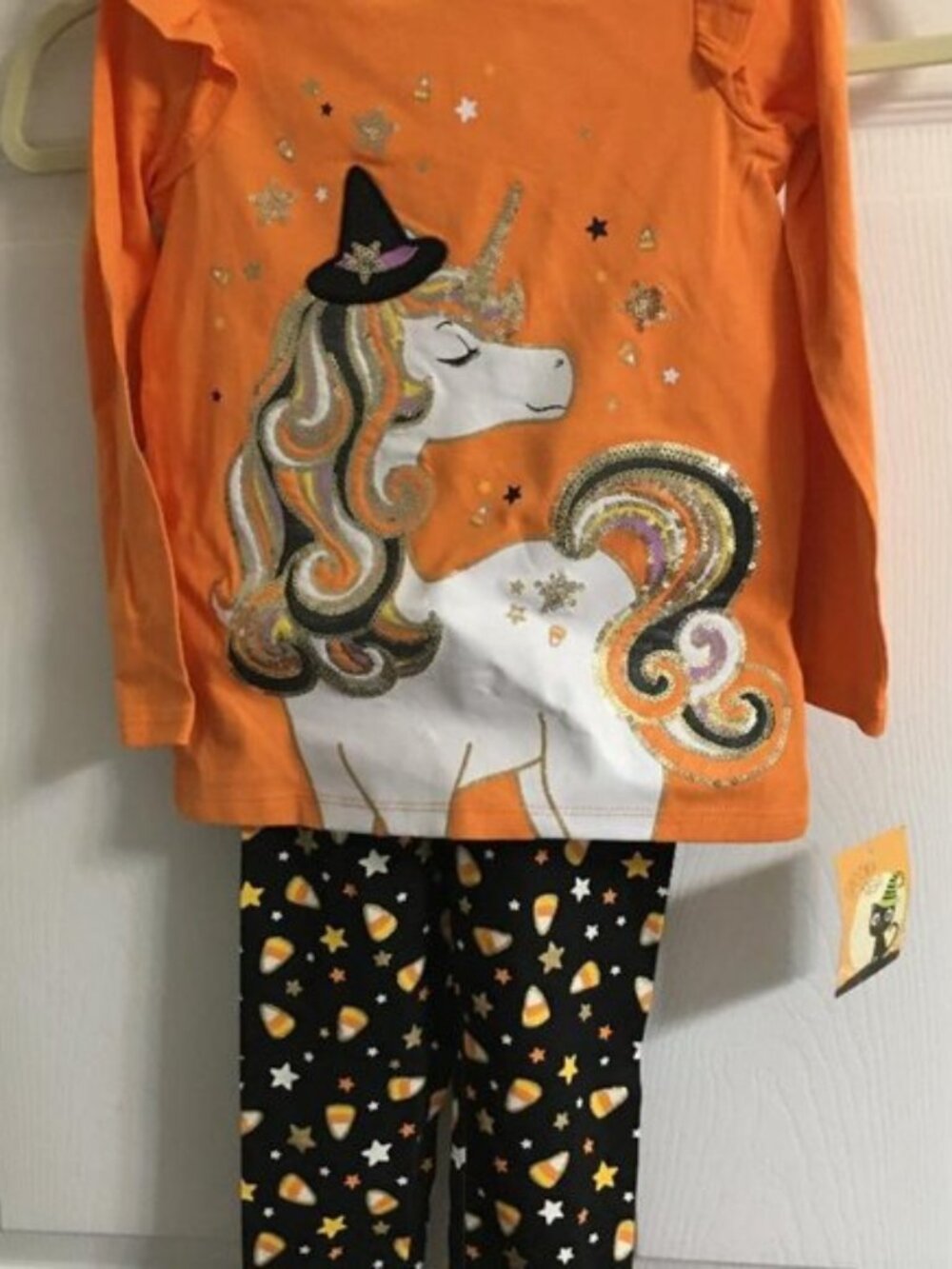 Spooky Night Orange 2 Piece Halloween Set Girls 3-4  NEW